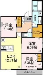 レクシア上野町Bの物件間取画像